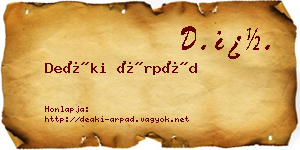 Deáki Árpád névjegykártya