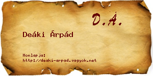 Deáki Árpád névjegykártya